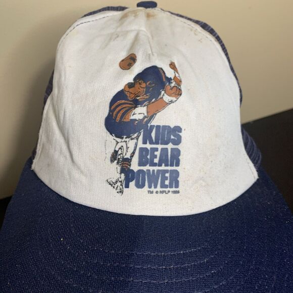 Vintage NFL Kids Chicago Bear Power 1985 AJD Mesh Trucker Snapback Hat Cap - Picture 2 of 11
